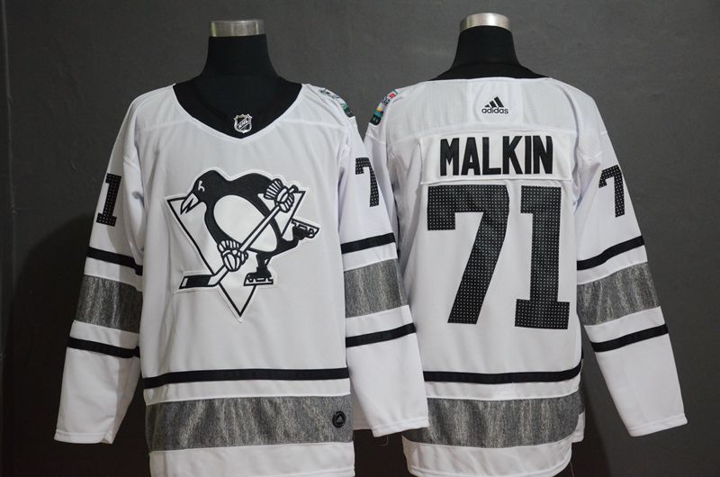 Men Pittsburgh Penguins 71 Malkin White 2019 All Star NHL Jerseys